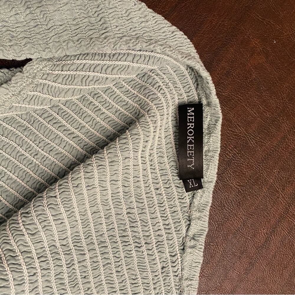 Merokeety One Shoulder Smocked Top Tiered Midi Dress with‎ Front Slit in Sage XL - Picture 6 of 6